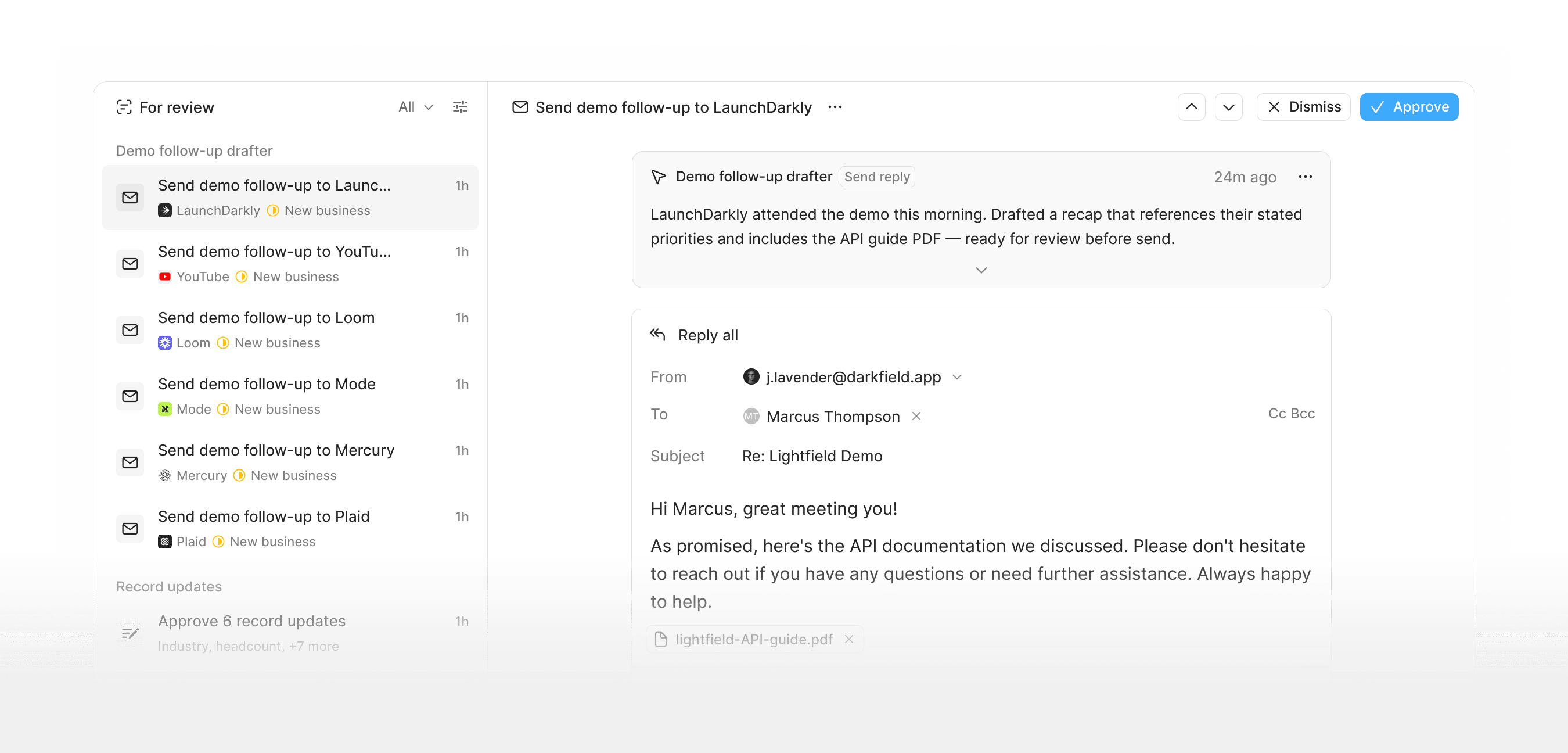Automated follow-up emails