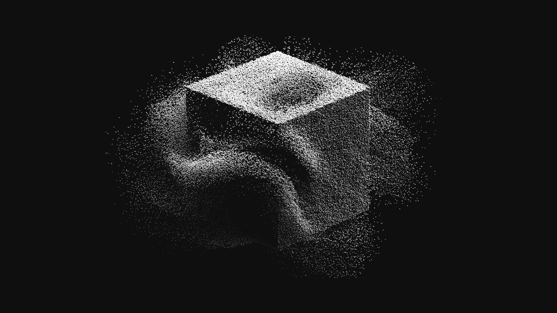 A 3-dimensional cube disintegrating