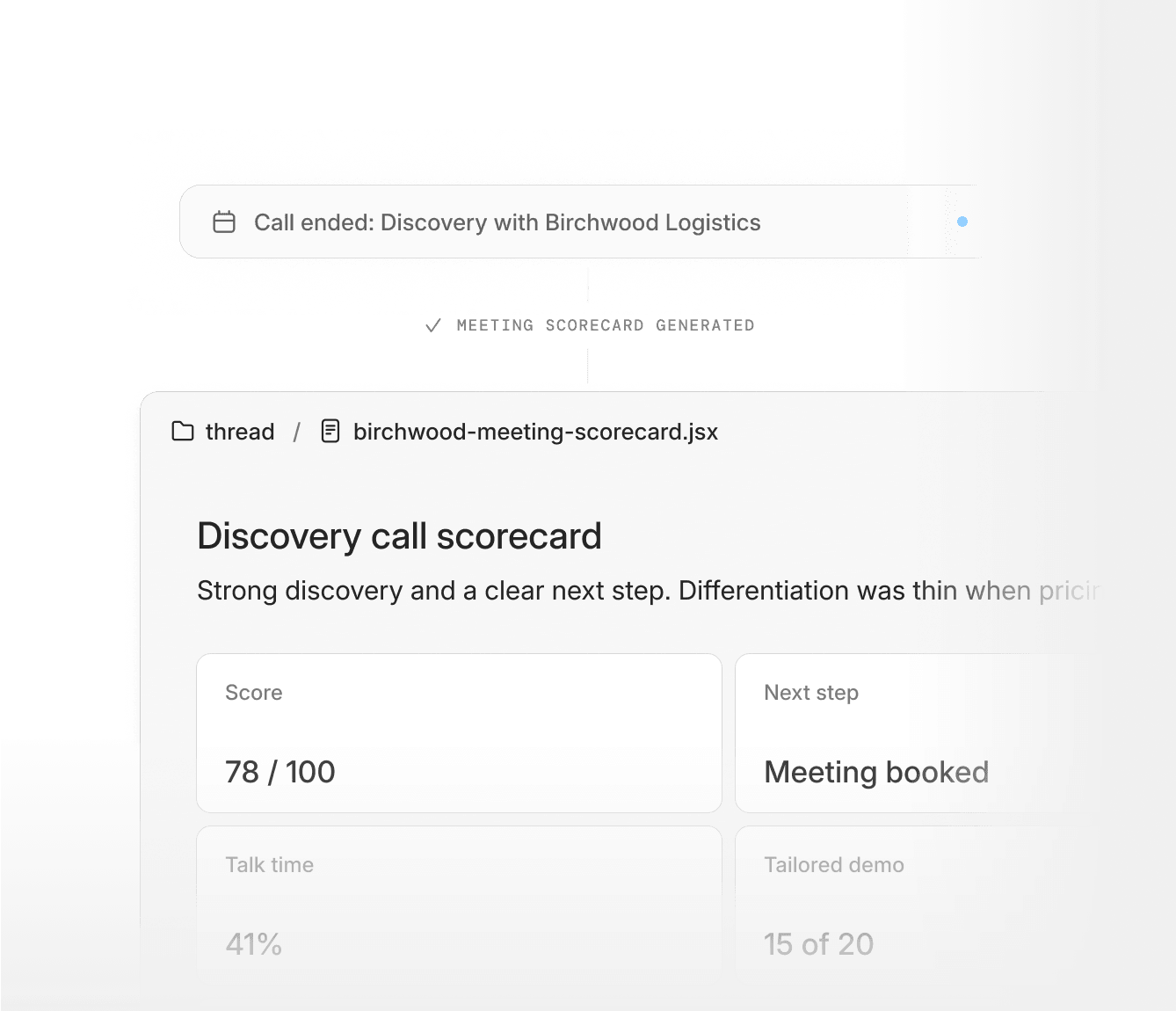 Call scorecards and coaching review